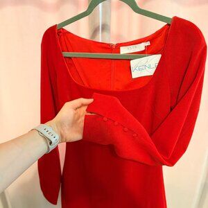 Long Sleeve Red Cocktail Dress